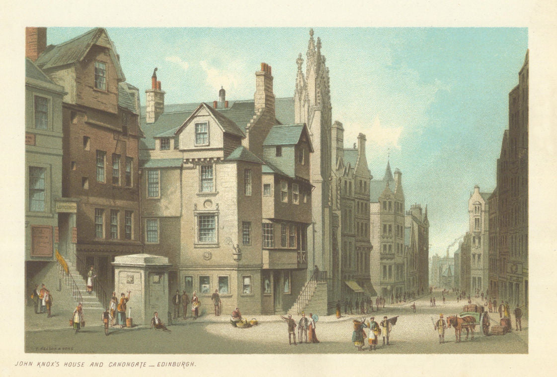 John Knox's House & Canongate, Edinburgh. Scotland antique chromolithograph 1891